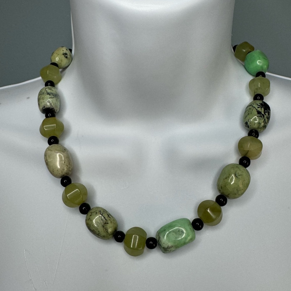 Agate Aventurine Chunky Gemstone glass necklace